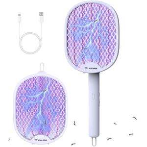 PALONE Racchetta Zanzare Elettrica 4000V, Lampada UV Antizanzare 2 in 1, Trappola per Insetti USB Ricaricabile, Repellente Zanzare per Interno Esterno, Pieghevole per Casa, Giardino e Viaggi