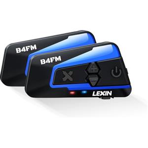 LEXIN 2X B4FM Interfono Moto, Bluetooth Casco Moto, 1000m Sistema di Comunicazione, Fino a 10 Motociclisti, Condivisione della Musica, DSP&CVC, FM Radio, IP67, Universale