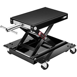 VIVOHOME Cavalletto Moto Sollevatore 500 kg Carrello Sposta e ATV Forbice in Acciaio con Carrello e Manovella per Riparazione Garage