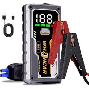 WHZOHCAR Avviatore Batteria Auto Booster Avviamento Auto Avviatore Emergenza 5000A 12V fino a 10.0L Gas/8.0L Diesel Ricarica USB RapidaLED,LCD Display