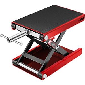VIVOHOME Cavalletto Moto Sollevatore 500 kg Carrello Sposta e ATV Forbice in Acciaio con Carrello e Manovella per Riparazione Garage (Rosso)