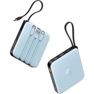 VRURC Power bank, Ricarica Rapida PD 20W, PowerBank 10000mAh e 4 Cavi Incorporati, Batteria con USB C per iPhone 15 14 13 Galaxy S23 S22 Google Android, Blu