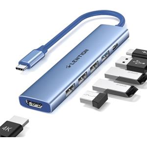 LENTION Hub USB C con HDMI 4K, PD 100W, USB C USB 3.0 & 2.0, Adattatore per MacBook Pro 2024-2016, MacBook Air 2024-2018, iPad Pro Air, iPhone 16/15 Plus Pro Max, Surface Pro (CH17, Blu)