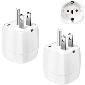 vutizal Adattatore Presa Americana - Vutizal 2 pezzi Adattatore Universale da Viaggio - Adattatore USA (2 pin Europa a 3 pin USA) 3250W per America Canada Messico Thailandia (Tipo B Bianca)