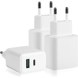YIIFELL 3 Pezzi Caricatore USB C, 20W Presa per iPhone iPad Samsung Xiaomi Oppo, USBC Caricabatterie Rapido Alimentatore Presa Carica