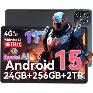 TABWEE W90 Tablet Android 15-11 Pollici FHD - 24GB RAM + 256GB ROM - Tablet in Offerta con Widevine L1, 4G LTE/5G WiFi, Octa Core T615, 8000mAh, Foto AI 16MP+8MP, TÜV, GPS, Gemini AI