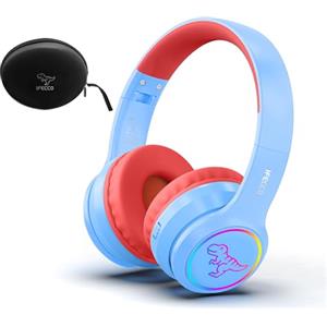 I love e iFecco IFECCO Cuffie Bluetooth Bambini con Microfono,Luci LED Dinosauro Ragazzi Wireless Cuffie con Borsa,Bambina Cuffie per iPad/Tablet/Smartphone/Scuola