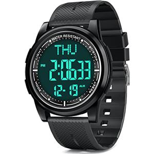 WIFORT Metal Reloj Digital para Hombre,Relojes 5ATM Impermeable deportivo,Relojes de Pulsera Esfera Grande con Cronómetro,Cuenta Regresiva,Alarma,Zone Horaria Dual,Ultra Delgado Reloj Unisex Regalo