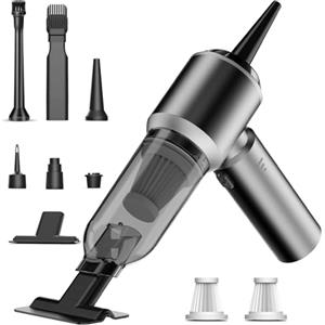 YYYuYong 20000Pa Aspirapolvere Portatile Potente,4in1 Ricaricabile Aspirabriciole e Soffiatore per Auto,Mini aspirapolvere senza fili Alta Potenza Aspirazione,Pulizia per Capelli, Auto (Black)