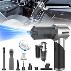 YYYuYong 20000Pa Aspirapolvere Portatile Potente,4in1 Ricaricabile Aspirabriciole e Soffiatore per Auto,Mini aspirapolvere senza fili Alta Potenza Aspirazione,Pulizia per Capelli, Auto (nero+argento)