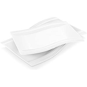 MALACASA, Serie Flora, Servizio da Piatti in Porcellana Bianca Crema Set 2 Pezzi con 1 Piatto Rettangolare da 11