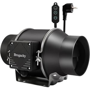 Brogachy 150mm Ventola Aspirazione PWM Controller di velocità, Estrattore Aria Trifase EC Motore,Aspiratore da Bagno,Per Booster, Tenda di Crescita,Ventilazione…