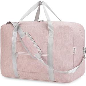 Narwey Bagaglio a Mano Borsone da Viaggio Grande Borsa da Cabina Pieghevole Borsa da Viaggio Borsa Sportiva per Weekend 40L(Rosa)