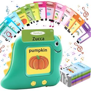 Dictien Flashcards Parlanti,Amico vocabolo Gioco Italiano e Inglese,224 Parole 14 Temi, Giocattoli Sensoriali per Autismo,Giochi Educativi per Bambini e Bambine da 1-6 Anni