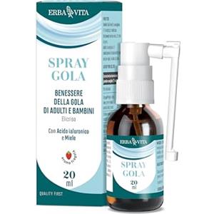 ERBA VITA Spray Gola integratore alimentare a base di estratti vegetali, acido ialuronico e miele d'Acacia, 20 ml