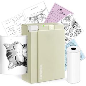 ORGBRO X3 Stampante Termica Bluetooth, Mini Stampante Portatile Senza Fili per Casa/Ufficio/Viaggi, Appunti, Foto, Etichette, Planner, 300DPI Stampante Adesivi per Smartphone-iOS/Android (Verde oliva)