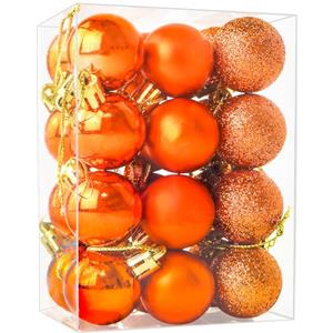SECALIFE 24 palline di Natale da 30 mm, mini palline decorative per albero di Natale, mini palline da appendere per albero di Natale, decorazioni per Halloween, Festa del Ringraziamento, arancione
