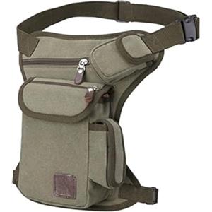Hebetag Marsupio in pelle Drop Leg Bag per uomo donna Cintura Bumbag multiuso moto bici sport all'aperto tattico ciclismo equitazione escursionismo campeggio sacchetto, Verde militare (tela)