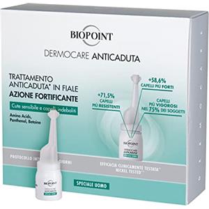 Biopoint Dermocare Anticaduta - Fiale Anticaduta Capelli Uomo, n.20 Fiale da 6 ml, ad Azione Fortificante, per Cute Sensibile e Capelli Indeboliti, Protocollo Intensivo 20 giorni