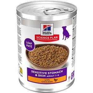 Hill's Science Plan Cibo Umido per Cani Adulto con Pollo - Stomaco e Pelle Sensibili - Confezione da 24 x 370 g