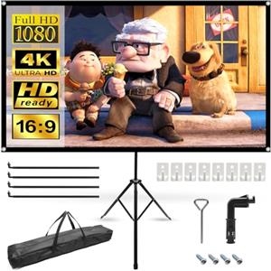 HOPFROG Telo Proiettore con Treppiede,HOPFROG Schermo Proiettore da Pavimento 80 Pollici Telo per Proiettore Portatile con Supporto per Home Cinema Theater All'aperto