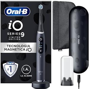 Oral-B Spazzolino Elettrico Ricaricabile iO 9 Nero Edizione Limitata, 1 Testina Di Ricambio, 1 Custodia Da Viaggio, 1 Astuccio Magnetico. 1 Spazzolino