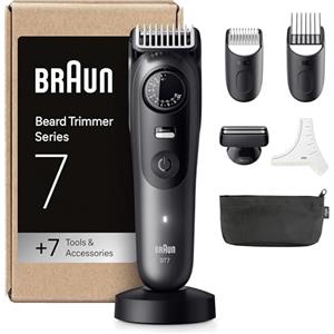 Braun Regolabarba Uomo Series 7, +7 Strumenti Da Barbiere, Lama ProBlade Affilata a Vita, Fino A 120 Minuti Di Autonomia, Impermeabile, Selettore Di Precisione Con 40 Lughezze E Blocco, BT7525, Grigio