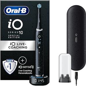 Oral-B Spazzolino Elettrico Ricaricabile iO 10 Nero, 1 Spazzolino Elettrico, 1 Testina, Custodia Da Viaggio, io 10 Edizione Limitata, Per Una Pulizia Denti Efficace, Sensore di Pressione