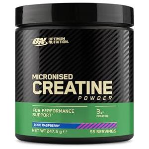 Optimum Nutrition Creatina Monoidrata in Polvere, Gusto Lampone, con Edulcoranti - 55 Porzioni, 247 g