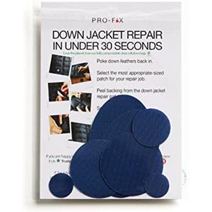 DJR PRO FIX: set di toppe per piumini facili da usare, autoadesive, impermeabili, antistrappo, per riparare vestiti, sacchi a pelo, tende, attrezzature per esterni - blu scuro