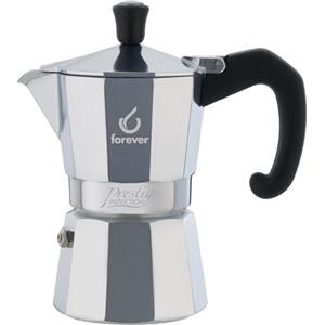 FOREVER Caffettiera Moka Prestige Induction 2 Tazze - Compatibile con Induzione, Acciaio Inox, Portatile con Guarnizione in Silicone