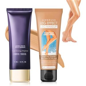 EONFAVE Gamba Make up impermeabile - Crema di copertura per le vene - 2 correttori per il corpo - Copertura per tatuaggi - Trucco senza trasferimento - Copertura di cicatrici su gambe e corpo