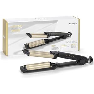 BaByliss Triferro Easy Waves, Beach Waves, Ceramic Titanium, 3 Temperature, Punta termo-resistente, Oro e Nero, C260E