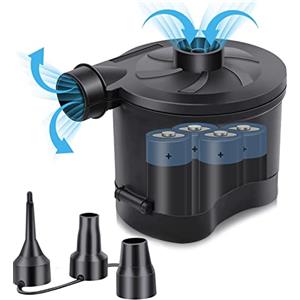 OBEST Pompa Elettrica,3800Pa Pompa Elettrica per Materasso Gonfiabile può Essere Rapida per Gonfiare e Sgonfiare,Gonfiatore Elettrico Portatile Alimentato a 4D Batteria,3 Ugelli,per Campeggio,Piscina