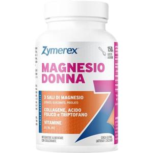 Zymerex Magnesio Donna 150g - Integratore con 3 Sali di Magnesio, Acido Folico e Vitamine D3, B6, B12, Gusto Agrumi