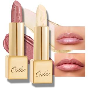 Oulac Set Rossetto Metallizzato Lucido, Altamente Pigmentato, Lucentezza 3D, Lunga Durata, Formula Cremosa e Idratante, Vegan