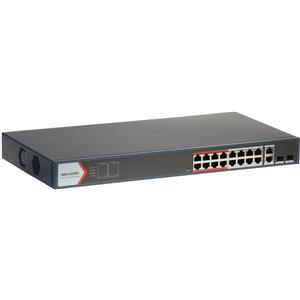 Hikvision Switch 16 Porte PoE L2 Unmanaged con 2 Porte Uplink - Budget PoE 230W