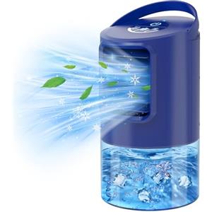 RenFox Raffreddatore d'aria blu 5 in 1 Condizionatore d'aria portatile con Raffreddamento ad aria, Ventilatore e Umidificatore 3 Livelli di Velocità, 7 Colori Illuminazione LED Silenziosa ed Efficiente