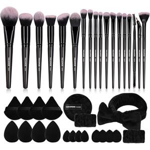 MAANGE Set di 38 pennelli da trucco sintetici di alta qualità, set di strumenti professionali per il trucco, colore nero