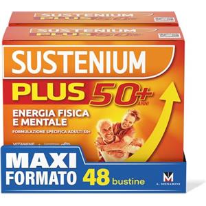 Sustenium Plus 50+ - Integratore energizzante adulti 50+ con complesso antiossidante ACTIFUL, vitamine e minerali. Per la tua energia fisica e mentale. Bipack 2 confezioni da 24 bustine