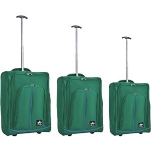 PROVITERA Set 3 Valigie Morbide Resistenti, Bagaglio a Mano con Rivestimento Morbido e Maniglia Telescopica, Valigia Trolley Resistente da Viaggio Morbida con Ruote Coveri Viale Morin (Verde)