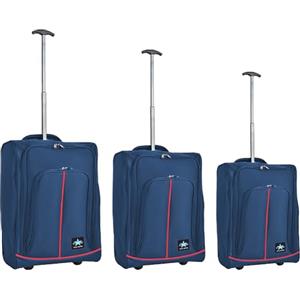 PROVITERA Set 3 Valigie Morbide Resistenti, Bagaglio a Mano con Rivestimento Morbido e Maniglia Telescopica, Valigia Trolley Resistente da Viaggio Morbida con Ruote Coveri Viale Morin (Blu e Rosso)