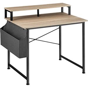 TecTake 801130 Scrivania, Robusto telaio in acciaio, Ripiano sul tavolo (80 cm industriale scuro)