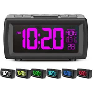 OWYELO Sveglia Digitale da Comodino con Radiosveglia, Doppio Allarme & 7 Colori LED - Radio FM con Timer Riposo, Snooze, USB-C e ORA LEGALE, Regalo Perfetto per Casa e Ufficio
