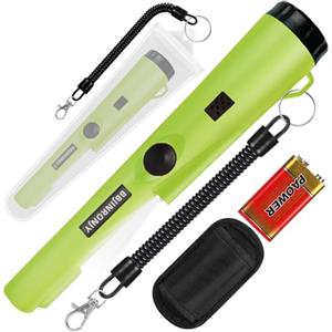 BBjinronjy Metal detector, metal detector pinpointer per ricerca metalli, caccia al tesoro, ricerca a 360° di tesori d'oro con cintura, fondina, LED, accessori per attrezzi impermeabili (Verde chiaro)