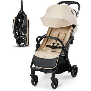 kk Kinderkraft Kinderkraft APINO Passeggino Leggero fino 22 kg, Solo 7,5 Kg, Passeggino Da Viaggio, Pieghevole automatico, Schienale Regolabile In Posizione Sdraiata, Copertura Antipioggia, Beige