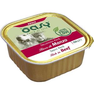 OASY 150 gr Oasy Alimento Completo Cibo Umido Delizioso Patè per Cani Adulti di Tutte le Taglie Ricco di Manzo Grain e Gluten Free