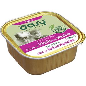 OASY 150 gr Oasy Alimento Completo Cibo Umido Delizioso Patè per Cani Adulti di Tutte le Taglie Ricco di Vitello con Verdure Grain e Gluten Free