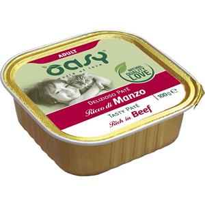 Oasy Delizioso Paté Manzo 100g - Cibo Umido Completo per Gatti Adulti, Senza Cereali e Altamente Digeribile