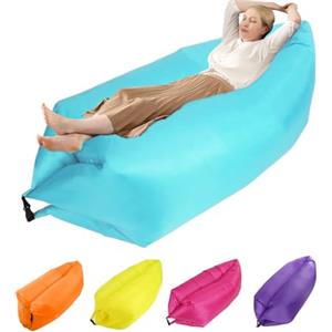 plplaaoo Lettino Gonfiabile, Divano Gonfiabile Per Viaggiare, Sedia da Spiaggia da Campeggio All'aperto, Lettini Gonfiabili, Materasso Ad Aria Pieghevole Portatile Per Feste in Spiaggia (blu)